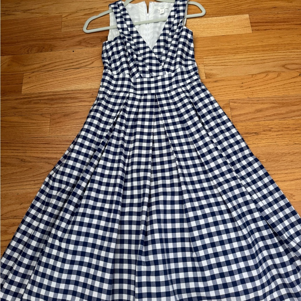 1901 Navy and White Checkered Dress